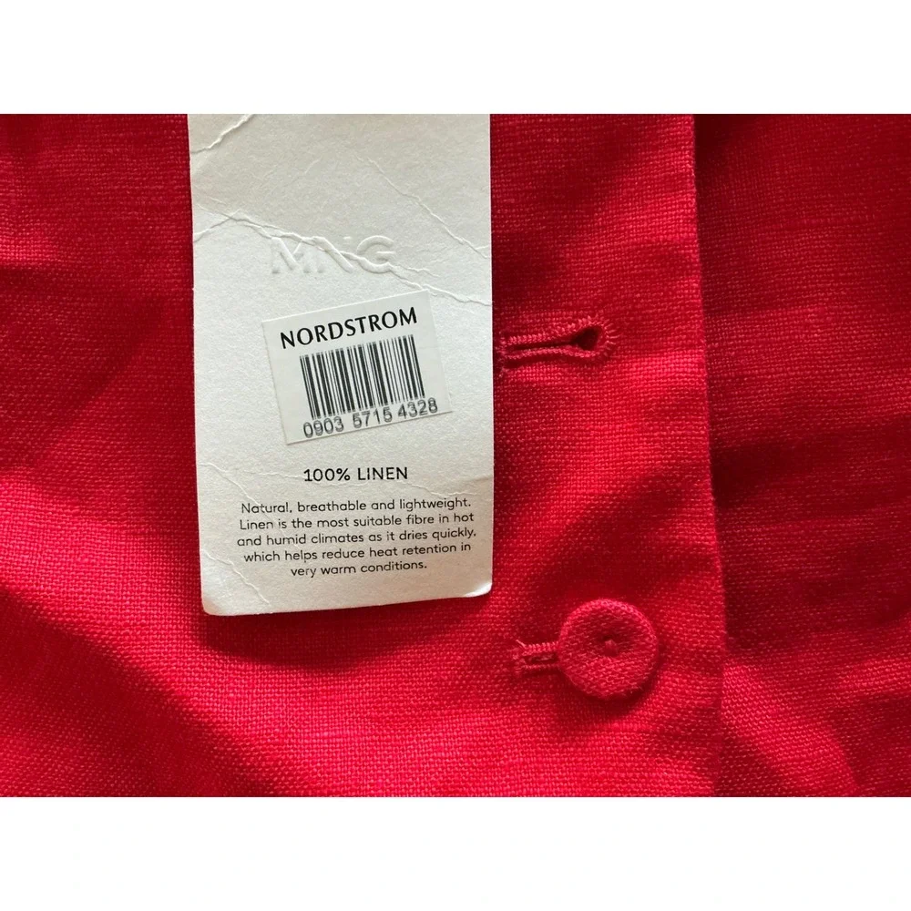 MNG Red Linen Button‎ Front Halter Vest Top Women's XS New With Tags
